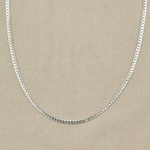 Y2K Vintage Silver Flat Chain Necklace Unisex 20" Streetwear Jewelry New - Picture 9 of 10